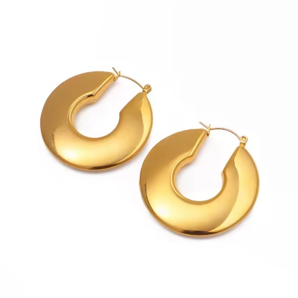 Jewelry - Gold Hoop Earrings- 40mm -chic elegant circle hoop earring - go chic look